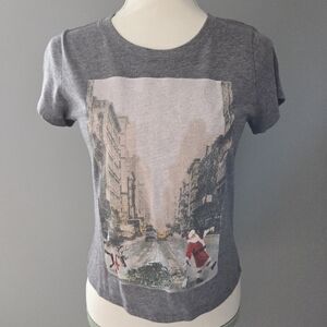 Abercrombie & Fitch Santa Graphic Baby Tee - Y2K Holiday Aesthetic